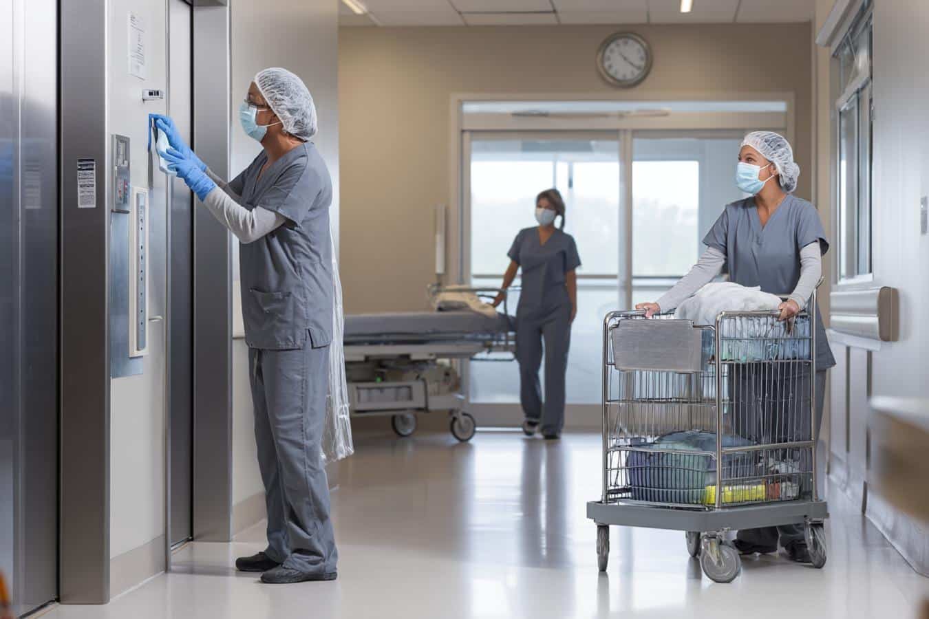 agent de proprete hospitaliere en action